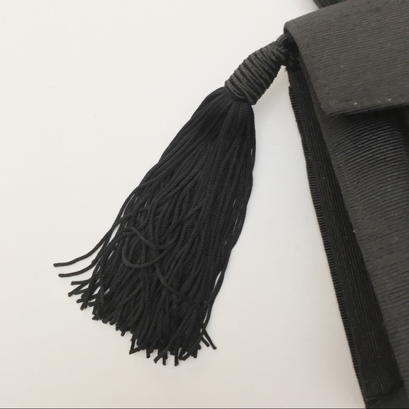 Trapezoid Tassel Top Handle Mini Crossbody Purse - Picture 5 of 5